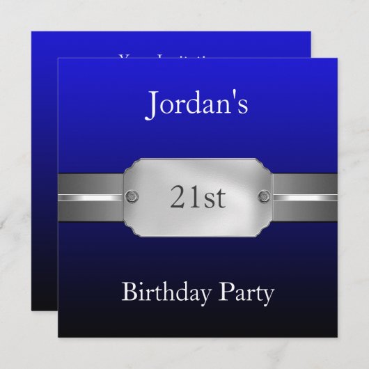 青21位エレガント男性誕生日 招待状 (正面/裏面)