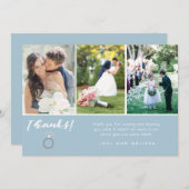 青3の写真のコラージュの結婚式は感謝していしています サンキューカード (正面/裏面)