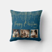 青3フォトコラージガーランド素朴ライト クッション (裏面)