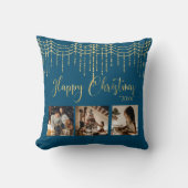 青3フォトコラージガーランド素朴ライト クッション (正面)