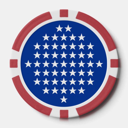 青50ホワイトスターズ米国国旗のテーマ ポーカーチップ (正面)