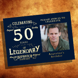 青50番目の誕生日ヴィンテージ金ゴールド 箔招待状