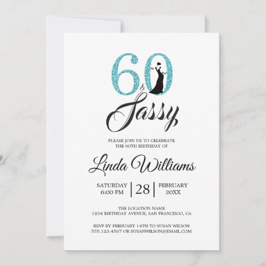 青60とサッシー |第60回の誕生日パーティーの招待状 招待状 (正面)