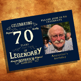 青70番目の誕生日ヴィンテージ金ゴールド 箔招待状