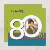 青80大8おお！写真テンプレート誕生パーティー 招待状 (正面/裏面)