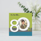 青80大8おお！写真テンプレート誕生パーティー 招待状 (スタンド正面)