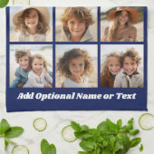 青9フォトスクエアコラージュ – スクリプトホワイト キッチンタオル (折り畳み)