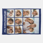 青9フォトスクエアコラージュ – スクリプトホワイト キッチンタオル (横)