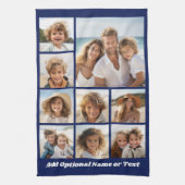 青9フォトスクエアコラージュ – スクリプトホワイト キッチンタオル (縦)