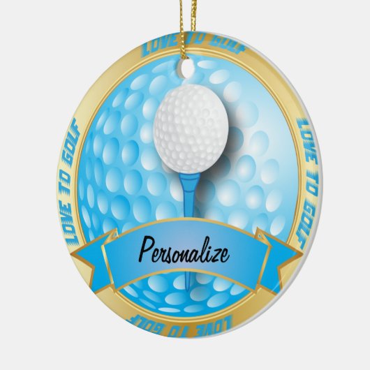 青|のゴルフへの愛はゴルファーのための|を個人化します セラミックオーナメント (左)