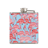 青|の明るいピンクのフラミンゴはあなたのイニシャルを加えます フラスク (裏面)