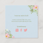 青|の花の社会的な媒体の春の庭 スクエア名刺 (裏面)