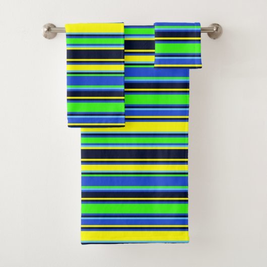 青、はっきりしたライム、黄色のタオルセストライプのット バスタオルセット (インサイチュ)