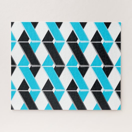 青、はっきりした、カッコいいトレンディー編み幾何形状 ジグソーパズル (横)