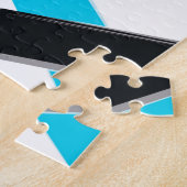 青、はっきりした、カッコいいトレンディー編み幾何形状 ジグソーパズル (側面)