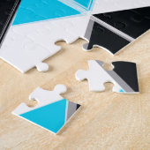 青、はっきりした、カッコいいトレンディー編み幾何形状 ジグソーパズル (側面)