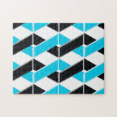 青、はっきりした、カッコいいトレンディー編み幾何形状 ジグソーパズル (横)