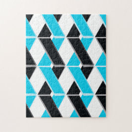 青、はっきりした、カッコいいトレンディー編み幾何形状 ジグソーパズル