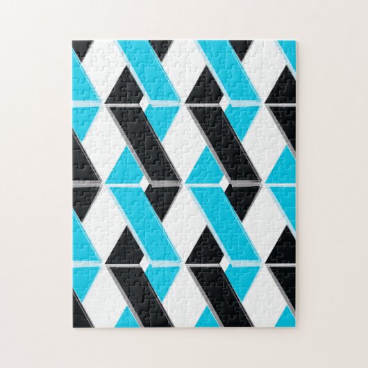 青、はっきりした、カッコいいトレンディー編み幾何形状 ジグソーパズル (縦)