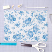 青，みすぼらしいシック，バラビクトリアン，パターン，エレガント,v 薄葉紙 (クラフト)