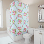青、みすぼらしいシック、バラ、フローラ、ビクトリアンガーランド シャワーカーテン (インサイチュ)