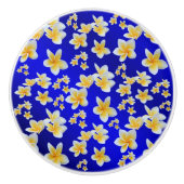 青，アジア，黄，白，開花，明るい，金ゴールド，青 セラミックノブ (正面)