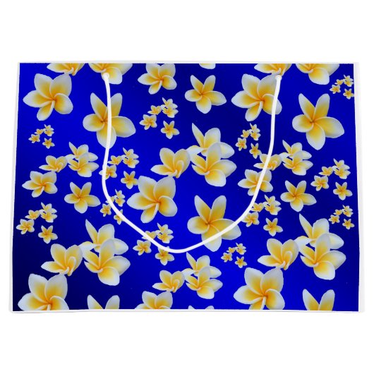 青，アジア，黄，白，開花，明るい，金ゴールド，青 ラージペーパーバッグ (正面)