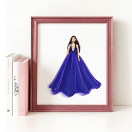 青、アートワーク、ファッションイラストレーション ポスター