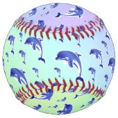 青，イルカ，魚，自然,水中競技,デザイン，ボート ソフトボール (裏面)
