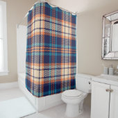 青、オカラフルレンジ、ベージュの格子縞模様。彼女 シャワーカーテン (インサイチュ)