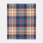 青、オカラフルレンジ、ベージュの格子縞模様。彼女 フリースブランケット (正面)