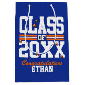 青|オレンジの卒業年度 ミディアムペーパーバッグ (正面)