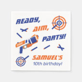 青、オレンジダーツ戦争の誕生日パーティー、任意の年齢 スタンダードカクテルナプキン (正面)