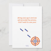 青、オレンジダーツ戦争の誕生日パーティー、任意の年齢 招待状 (裏面)