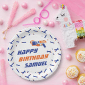 青、オレンジダーツ戦争ハッピーバースデー、任意の年齢 ペーパープレート (パーティー)