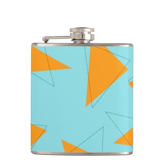 青、オレンジ、カッコいいトレンディー、三角モダン形 フラスク (正面)