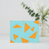 青、オレンジ、カッコいいトレンディー、三角モダン形 ポストカード (スタンド正面)