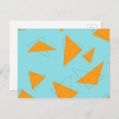 青、オレンジ、カッコいいトレンディー、三角モダン形 ポストカード (正面/裏面)