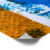 青、オレンジ、グレーの抽象芸術アート ポスター (角)