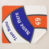 青、オレンジ、白のバレーボールブランケット シェルパブランケット (正面(横))