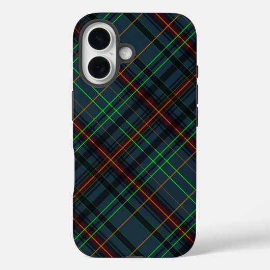 青、オレンジ、緑のタータン柄... Case-Mate iPhoneケース (裏面)