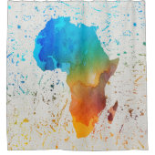 青、オレンジ、緑の水の色アフリカ シャワーカーテン (正面)