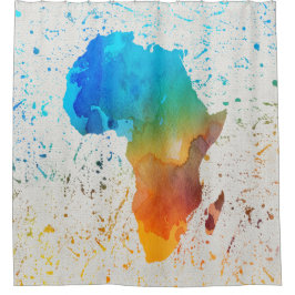 青、オレンジ、緑の水の色アフリカ シャワーカーテン