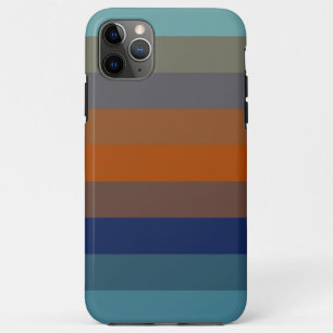青、オレンジ、緑、グレイのストライプ iPhone 11 PRO MAXケース