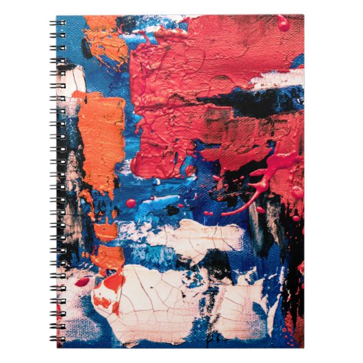 青、オレンジ、赤、黒絵画の ノートブック (正面)
