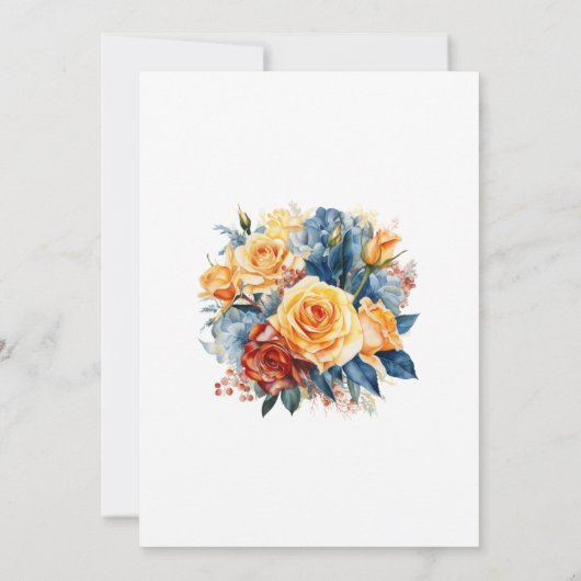 青、オレンジ、黄色、赤の花の彩るリハーサルディナー 招待状 (裏面)