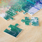 青、オレンジ、黄、白の抽象芸術アート ジグソーパズル (側面)