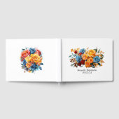 青、オレンジ、黄、赤のフローラ結婚 ゲストブック (全面)