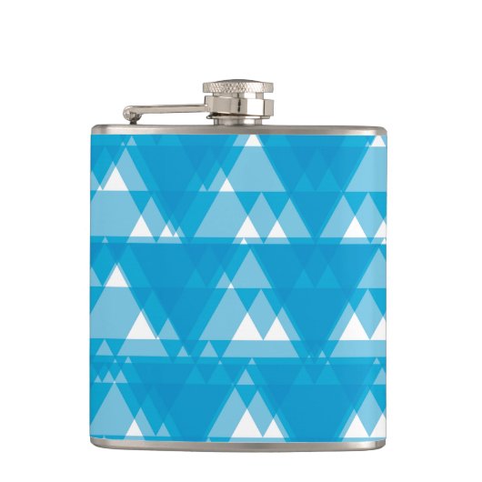 青、カッコいい、モダントレンディーの重なる三角形 フラスク (正面)