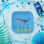 青, クジラ, 海洋, 魚 ペーパープレート (パーティー)